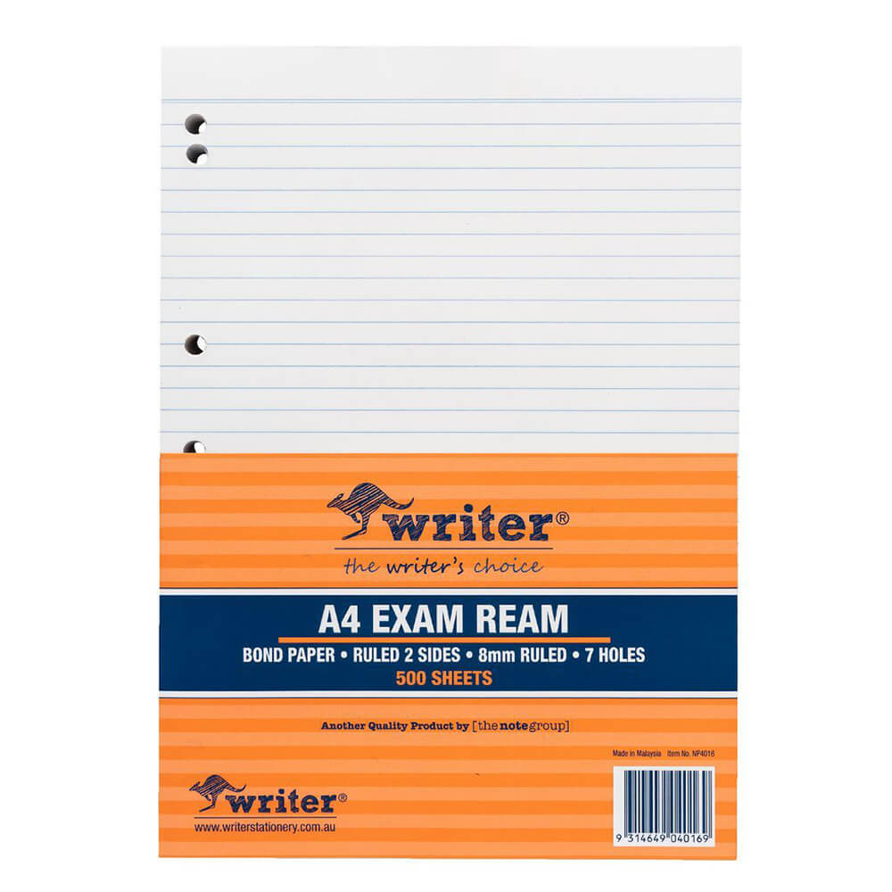 Escritor A4 8 mm Doce de examen gobernado con margen (55 gsm)