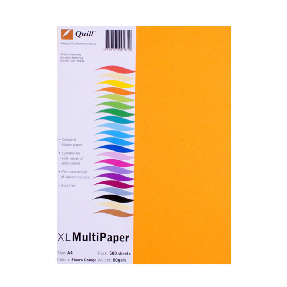 Quill A4 Colorido Cópia Papel 500pk (80gsm)